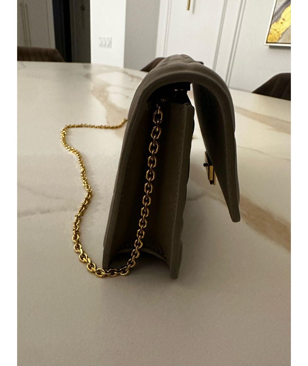 FENDI Серая кожаная сумка через плечо, фото 4