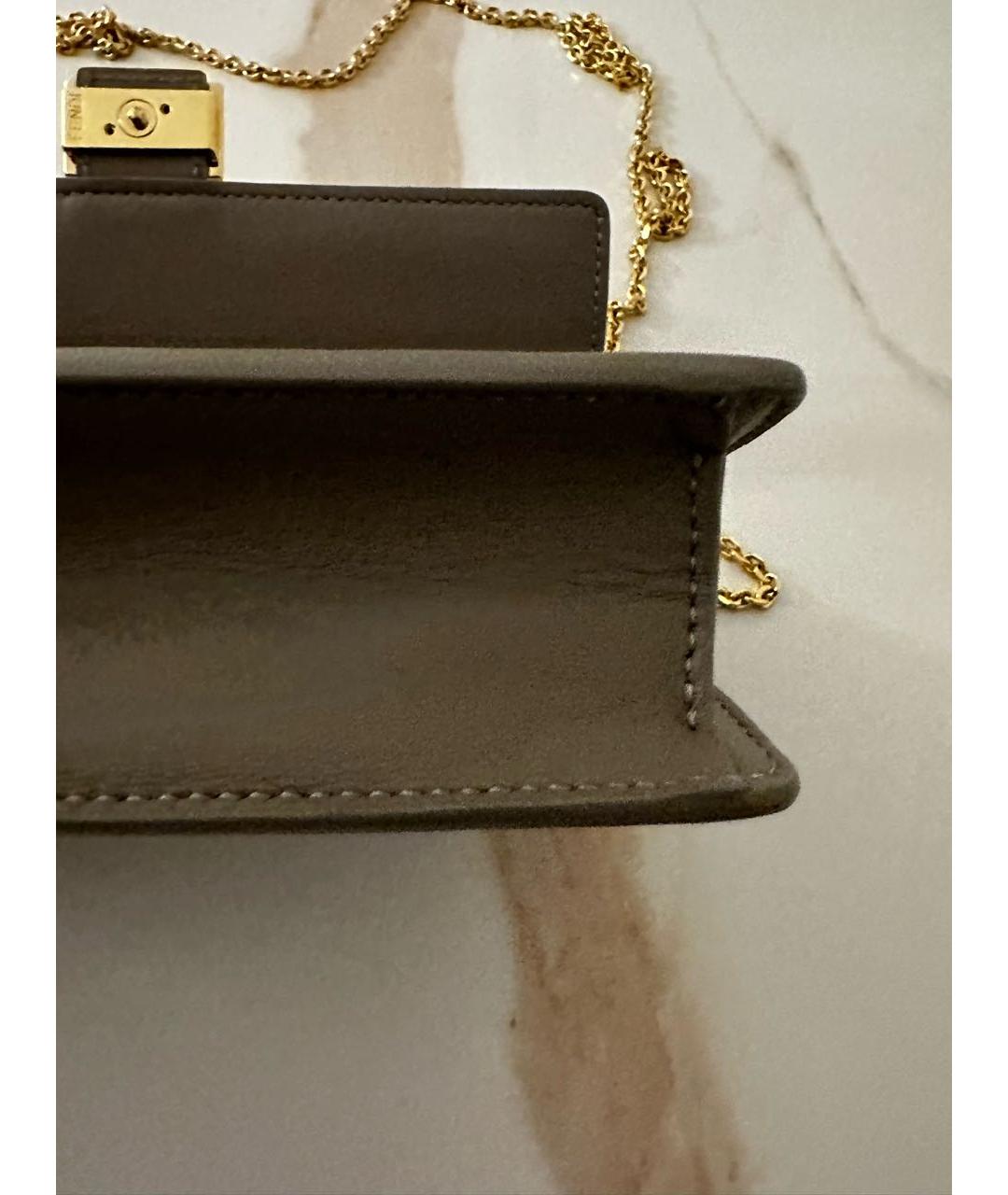 FENDI Серая кожаная сумка через плечо, фото 5