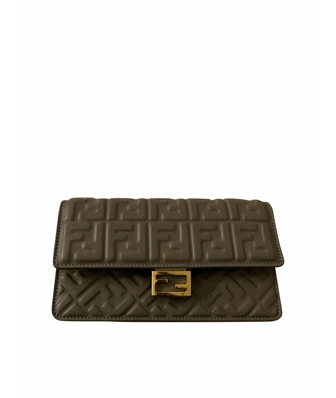 FENDI Серая кожаная сумка через плечо, фото 1