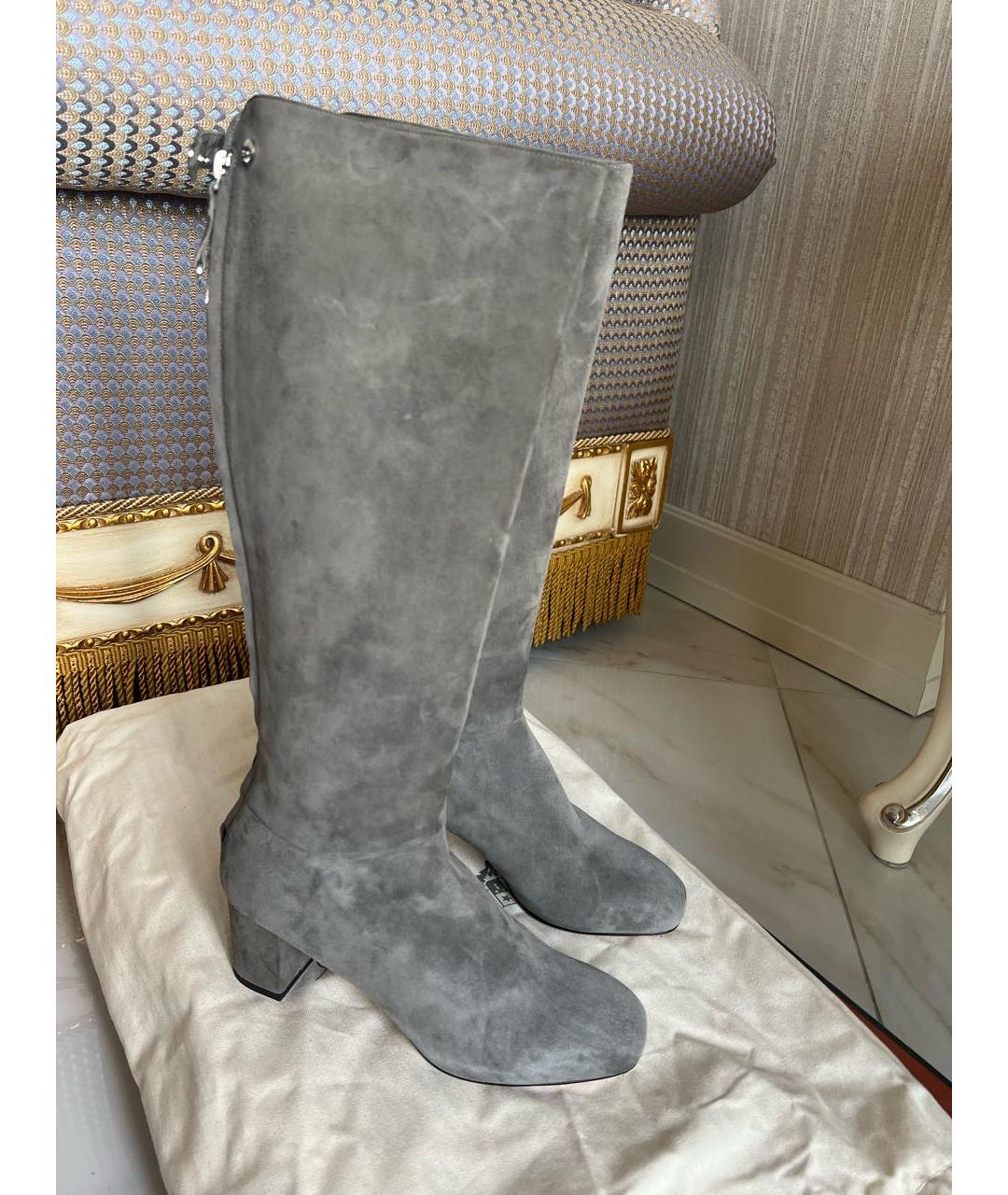 LORO PIANA Серые замшевые сапоги, фото 5
