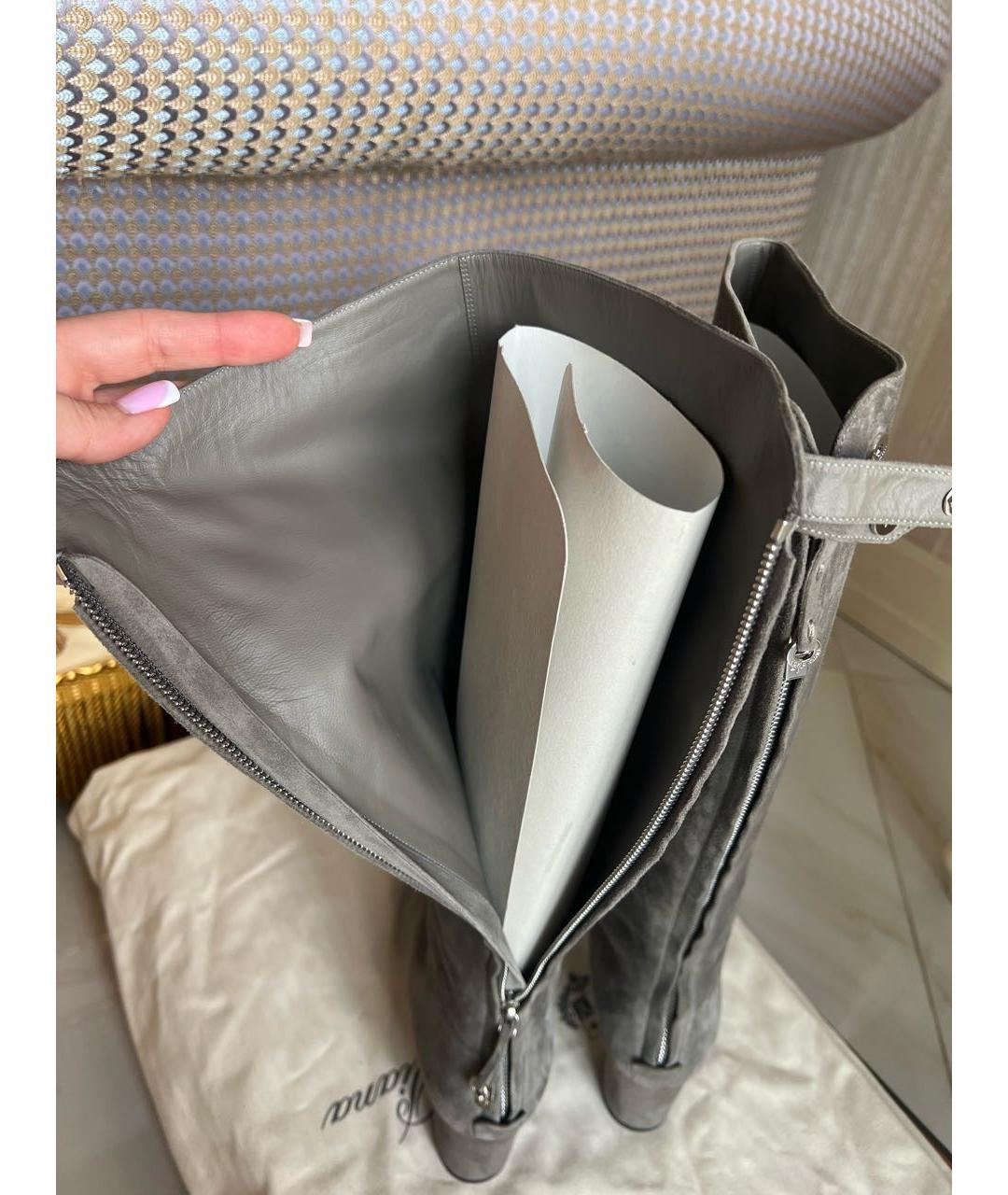 LORO PIANA Серые замшевые сапоги, фото 4