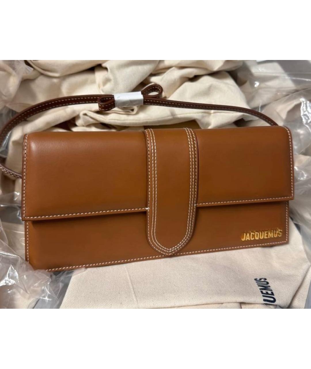 JACQUEMUS Коричневая кожаная сумка через плечо, фото 3
