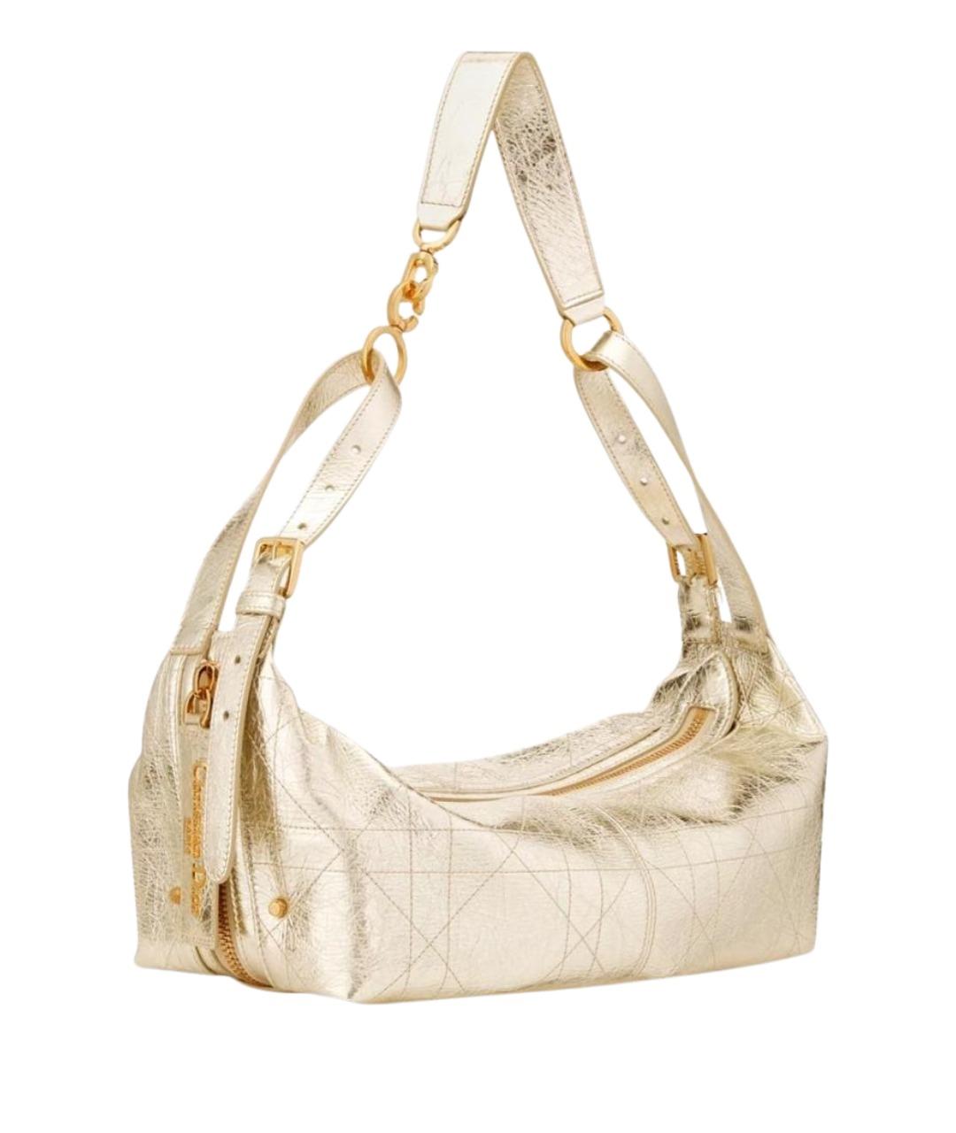 CHRISTIAN DIOR Золотая кожаная сумка через плечо, фото 1