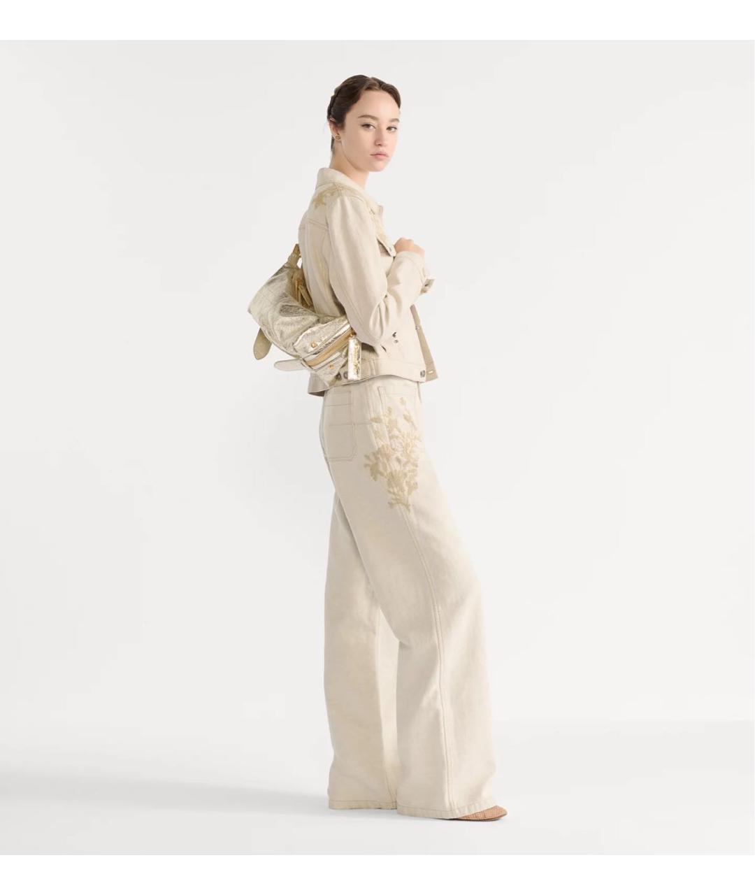 CHRISTIAN DIOR Золотая кожаная сумка через плечо, фото 6