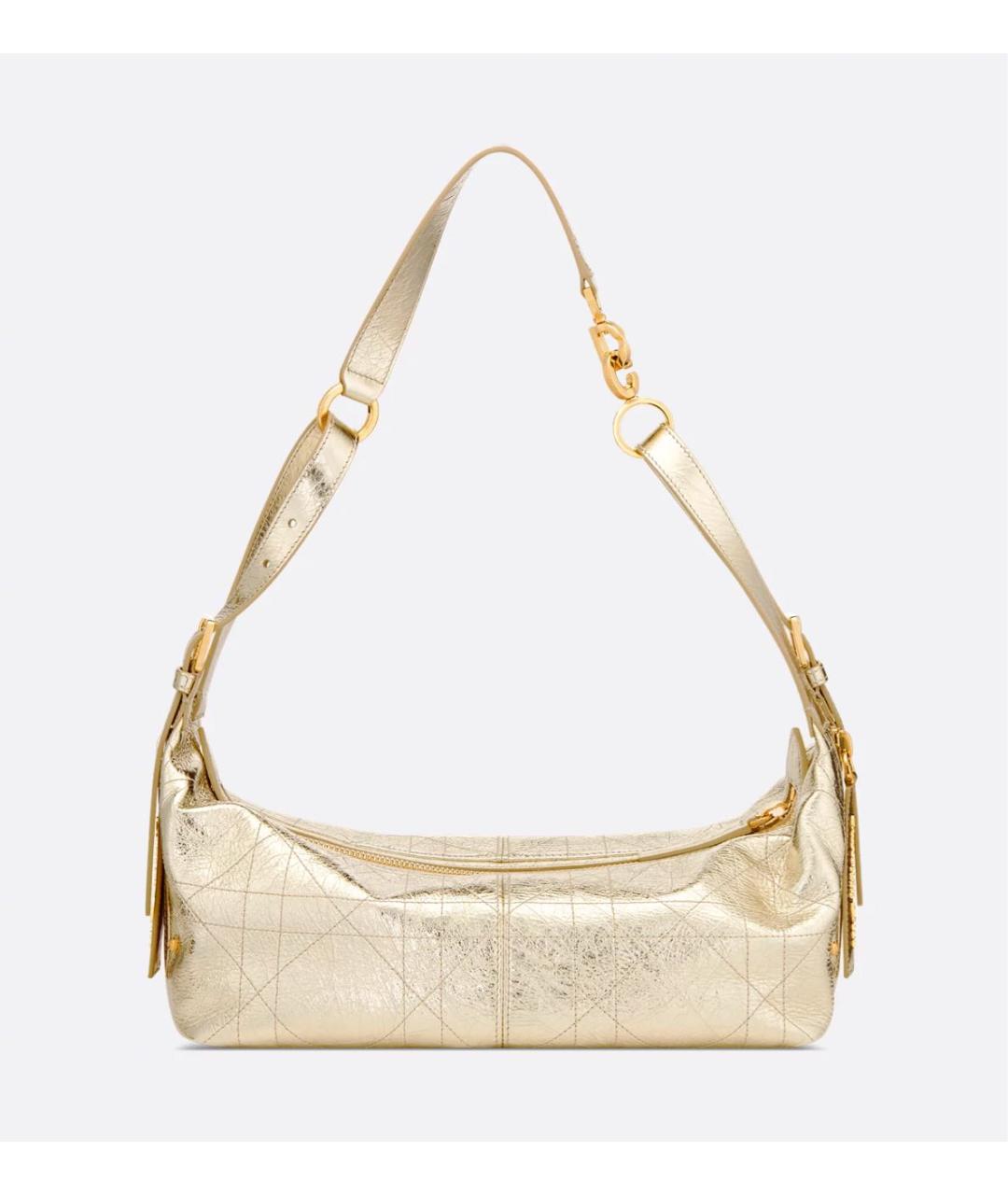 CHRISTIAN DIOR Золотая кожаная сумка через плечо, фото 3