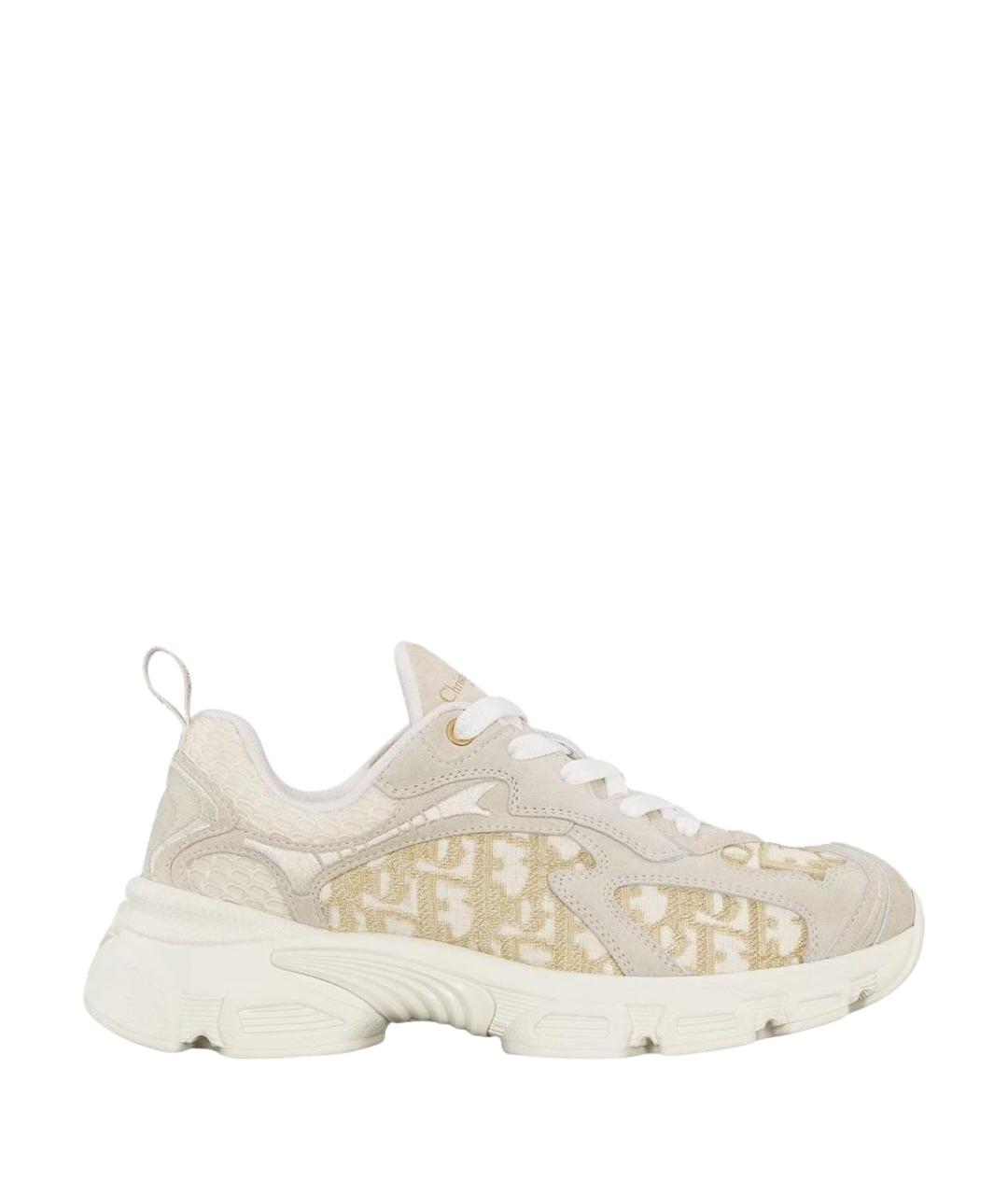 CHRISTIAN DIOR Бежевые текстильные кроссовки, фото 1