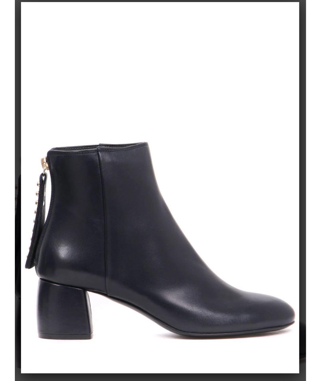 AGL Темно-синие кожаные ботильоны, фото 9