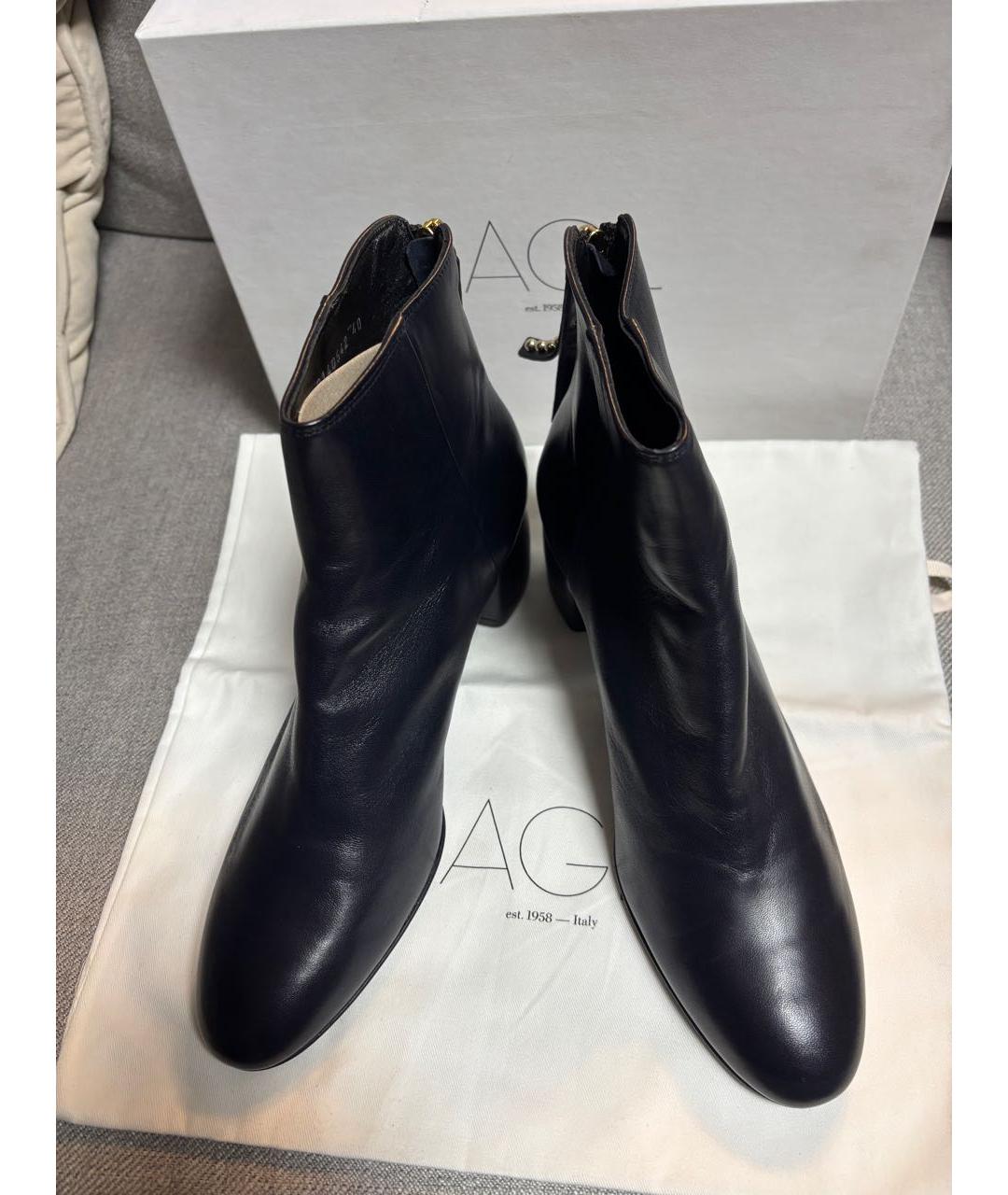 AGL Темно-синие кожаные ботильоны, фото 2