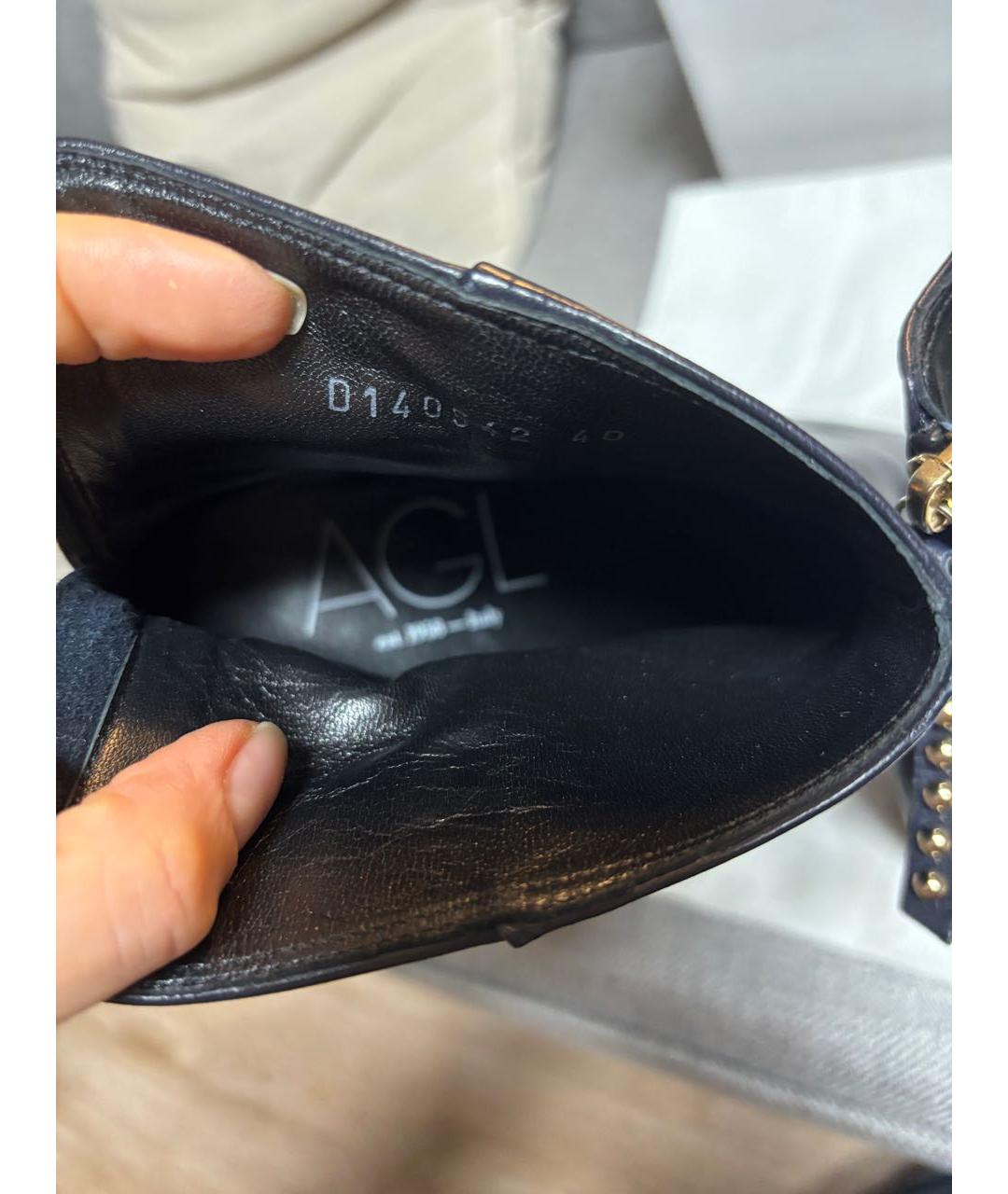 AGL Темно-синие кожаные ботильоны, фото 7