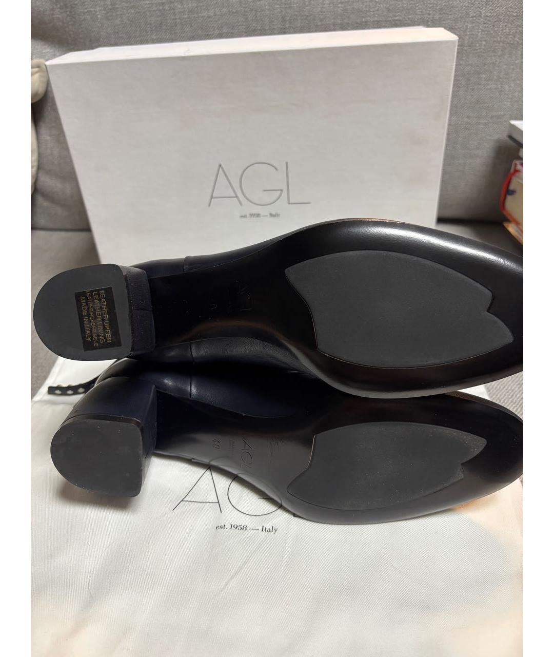 AGL Темно-синие кожаные ботильоны, фото 6