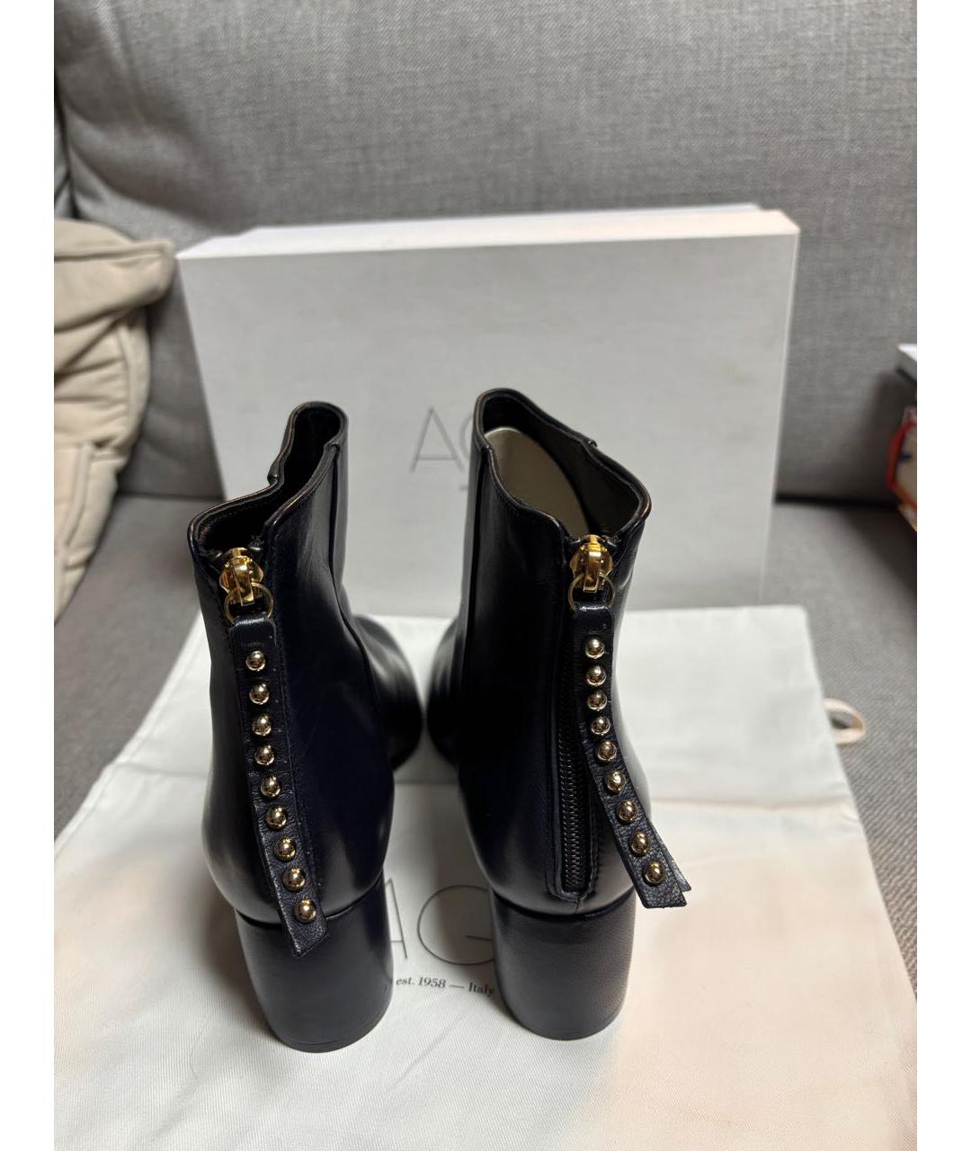 AGL Темно-синие кожаные ботильоны, фото 4