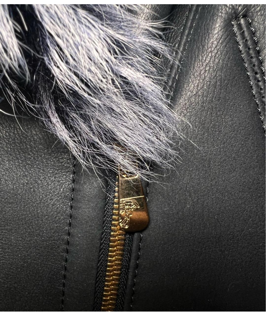 VERSACE COLLECTION Темно-синяя меховая дубленка, фото 3