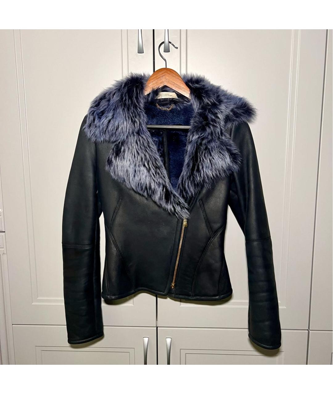 VERSACE COLLECTION Темно-синяя меховая дубленка, фото 7