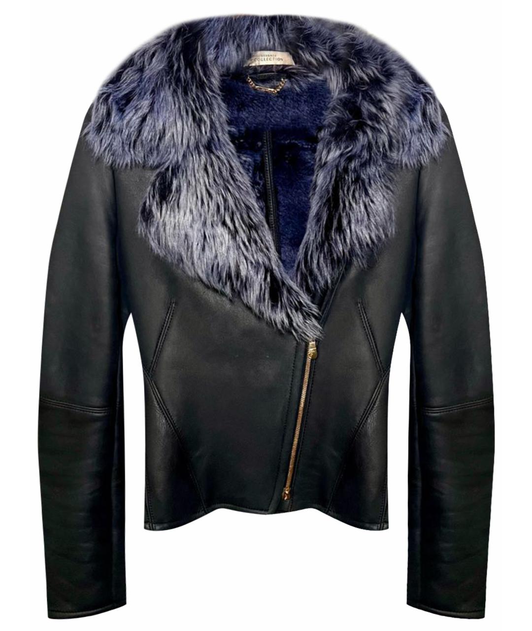 VERSACE COLLECTION Темно-синяя меховая дубленка, фото 1