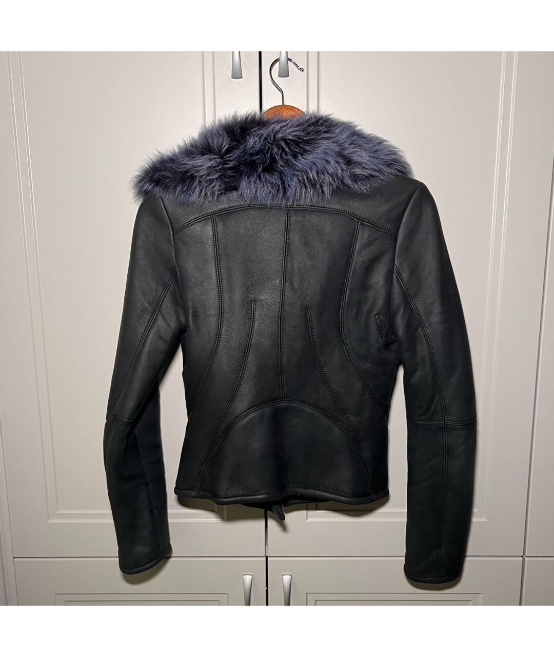 VERSACE COLLECTION Темно-синяя меховая дубленка, фото 5