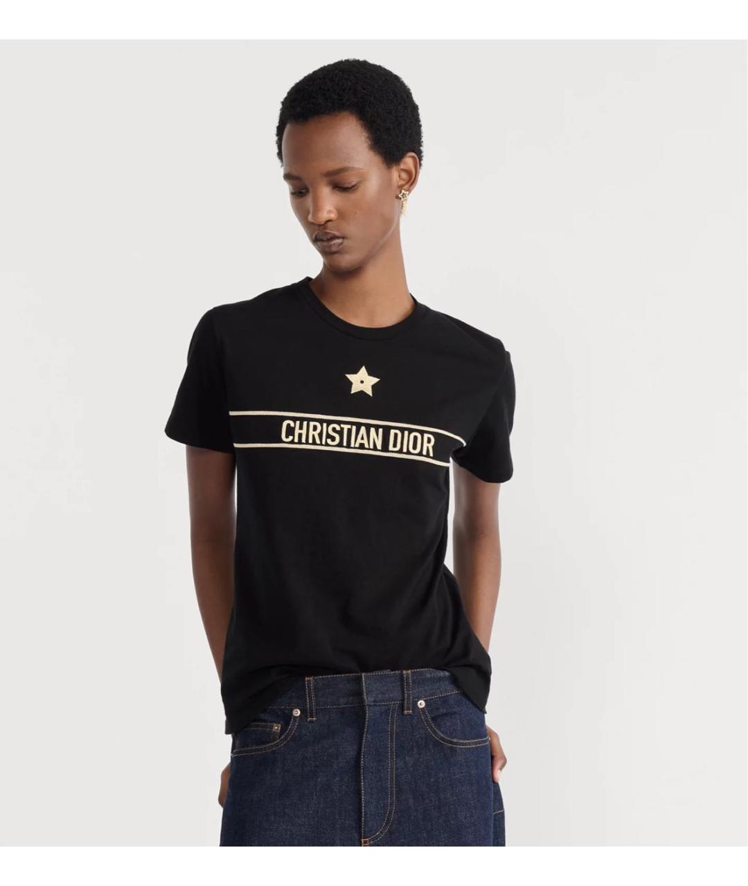 CHRISTIAN DIOR Черная хлопковая футболка, фото 4