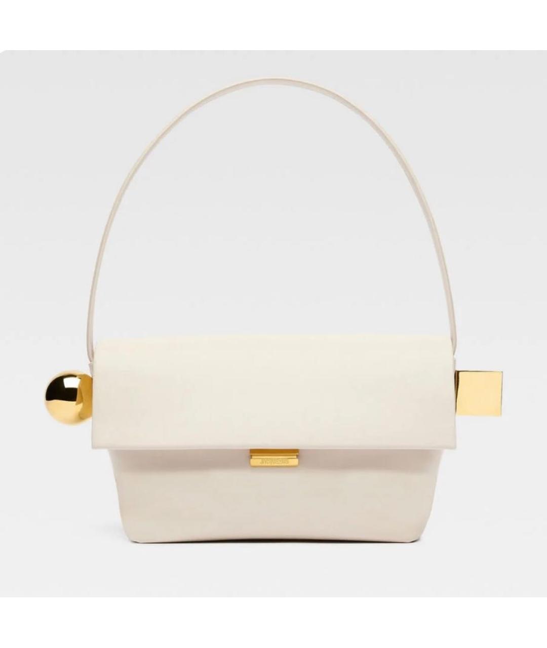 JACQUEMUS Бежевая кожаная сумка с короткими ручками, фото 8