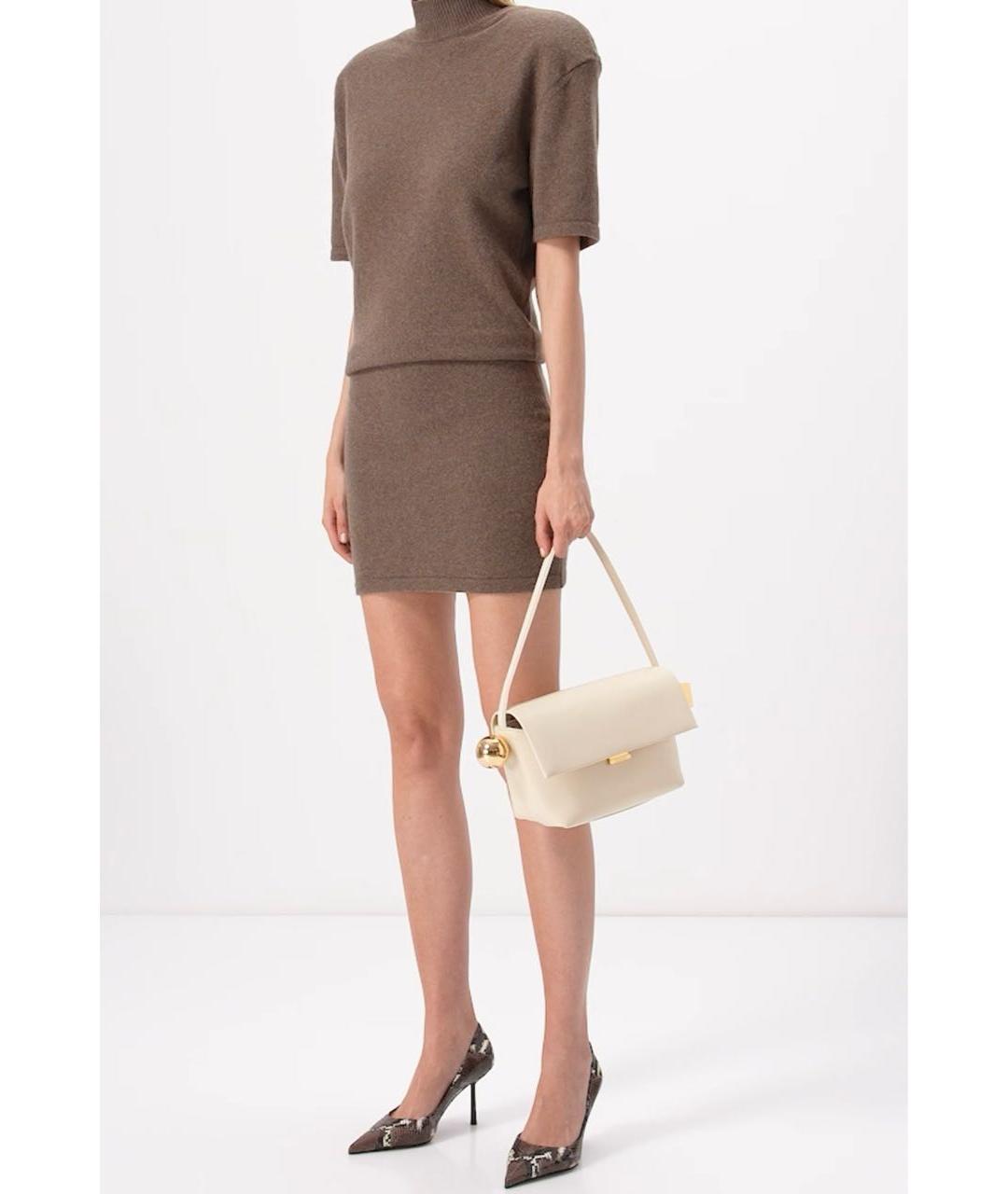 JACQUEMUS Бежевая кожаная сумка с короткими ручками, фото 7