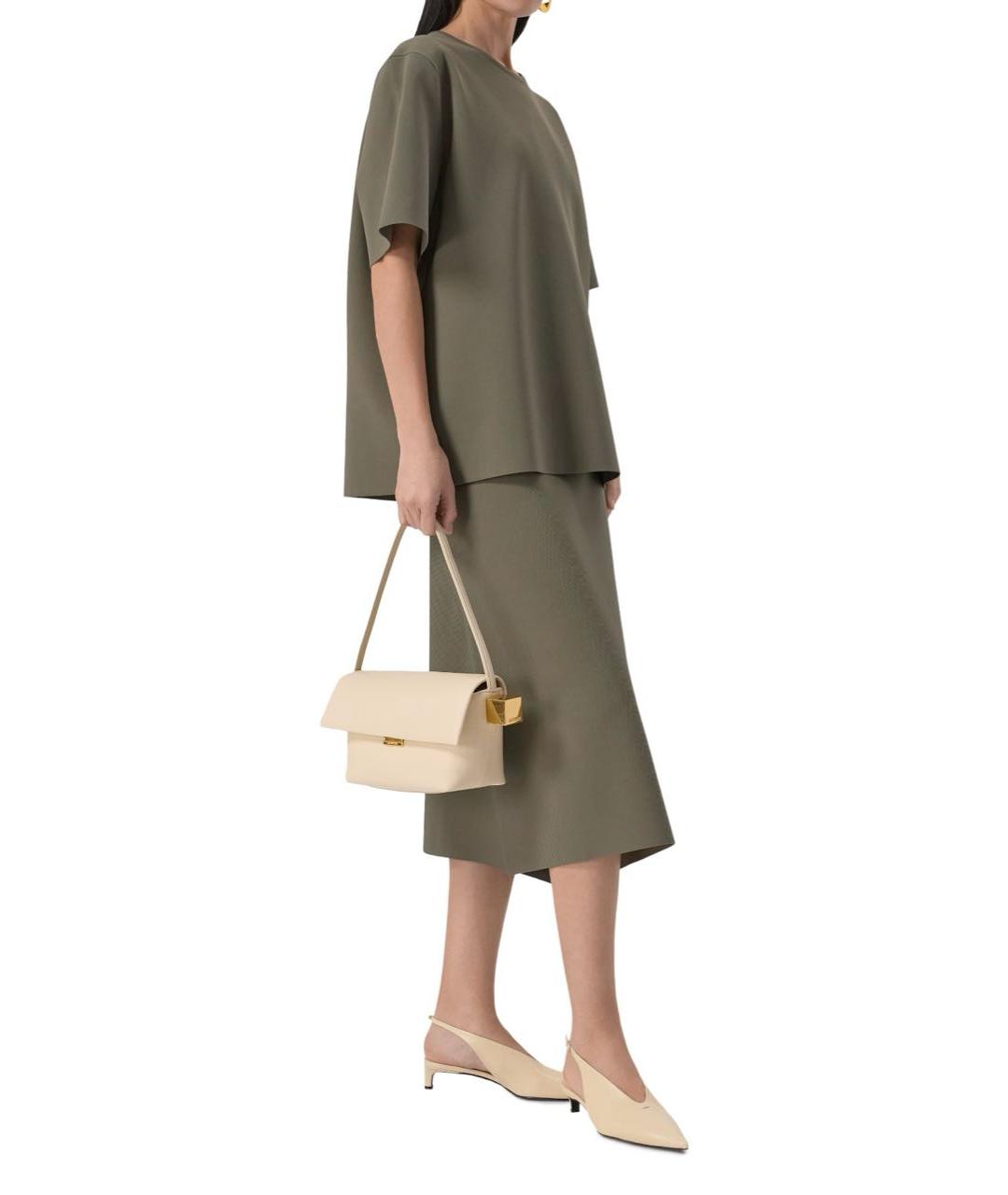 JACQUEMUS Бежевая кожаная сумка с короткими ручками, фото 6