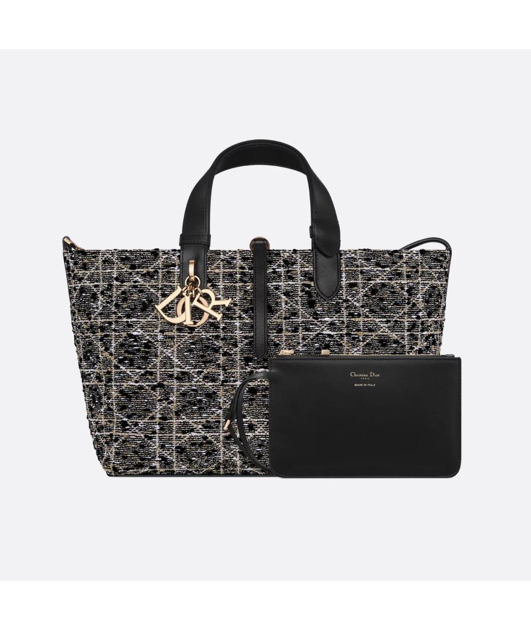 CHRISTIAN DIOR Черная твидовая сумка с короткими ручками, фото 6