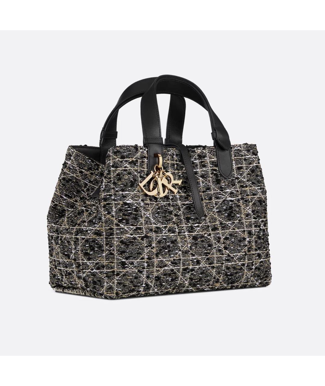 CHRISTIAN DIOR Черная твидовая сумка с короткими ручками, фото 7