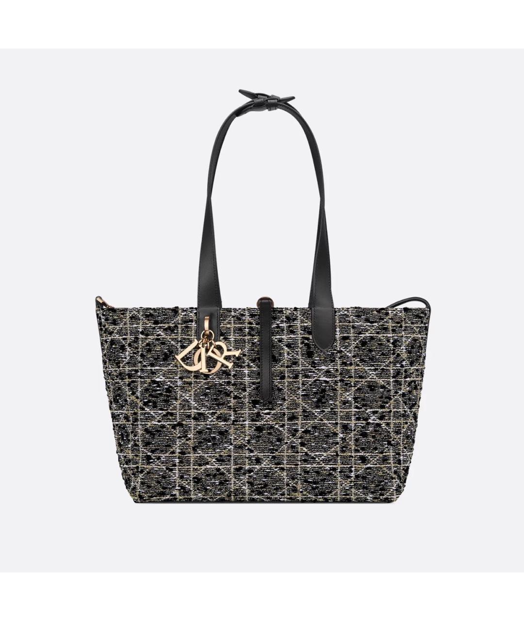 CHRISTIAN DIOR Черная твидовая сумка с короткими ручками, фото 5