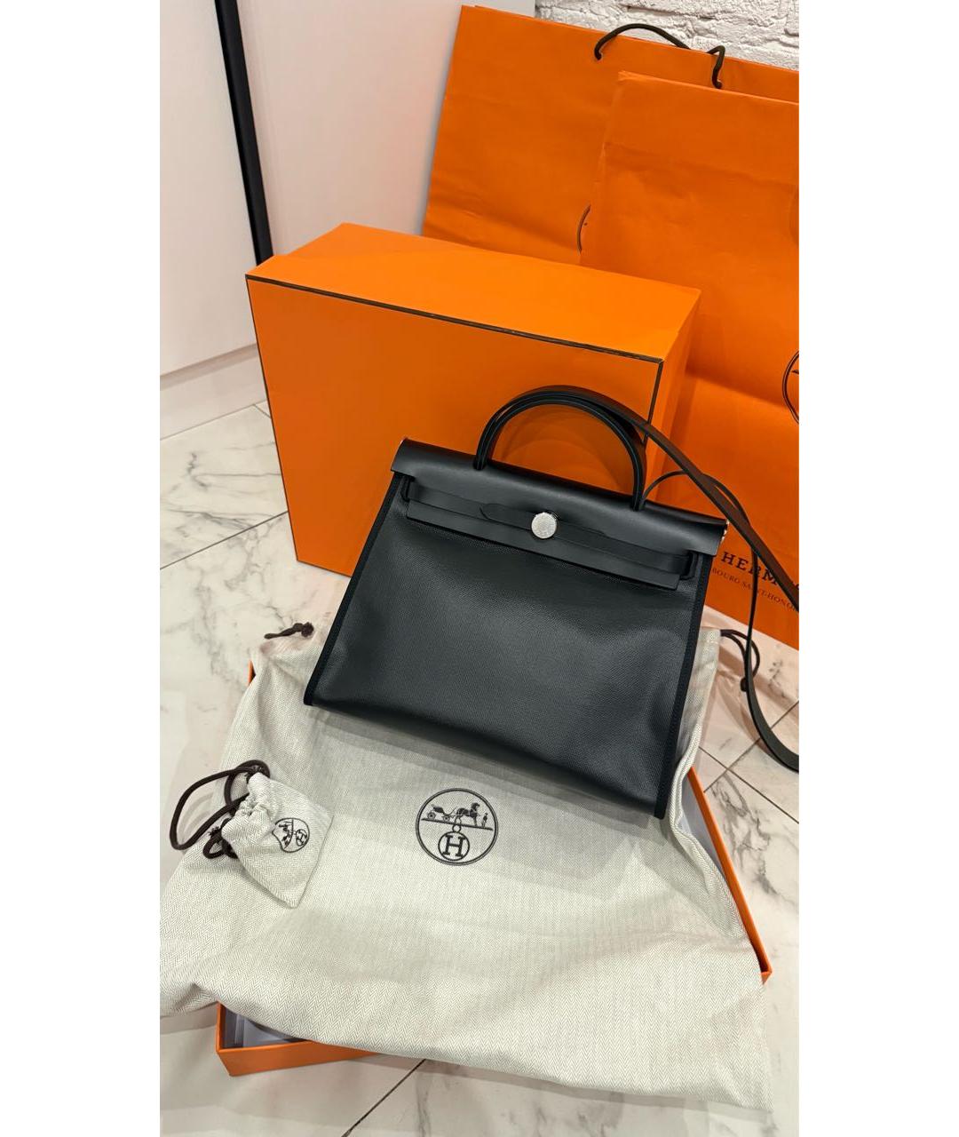 HERMES Черная кожаная сумка через плечо, фото 5