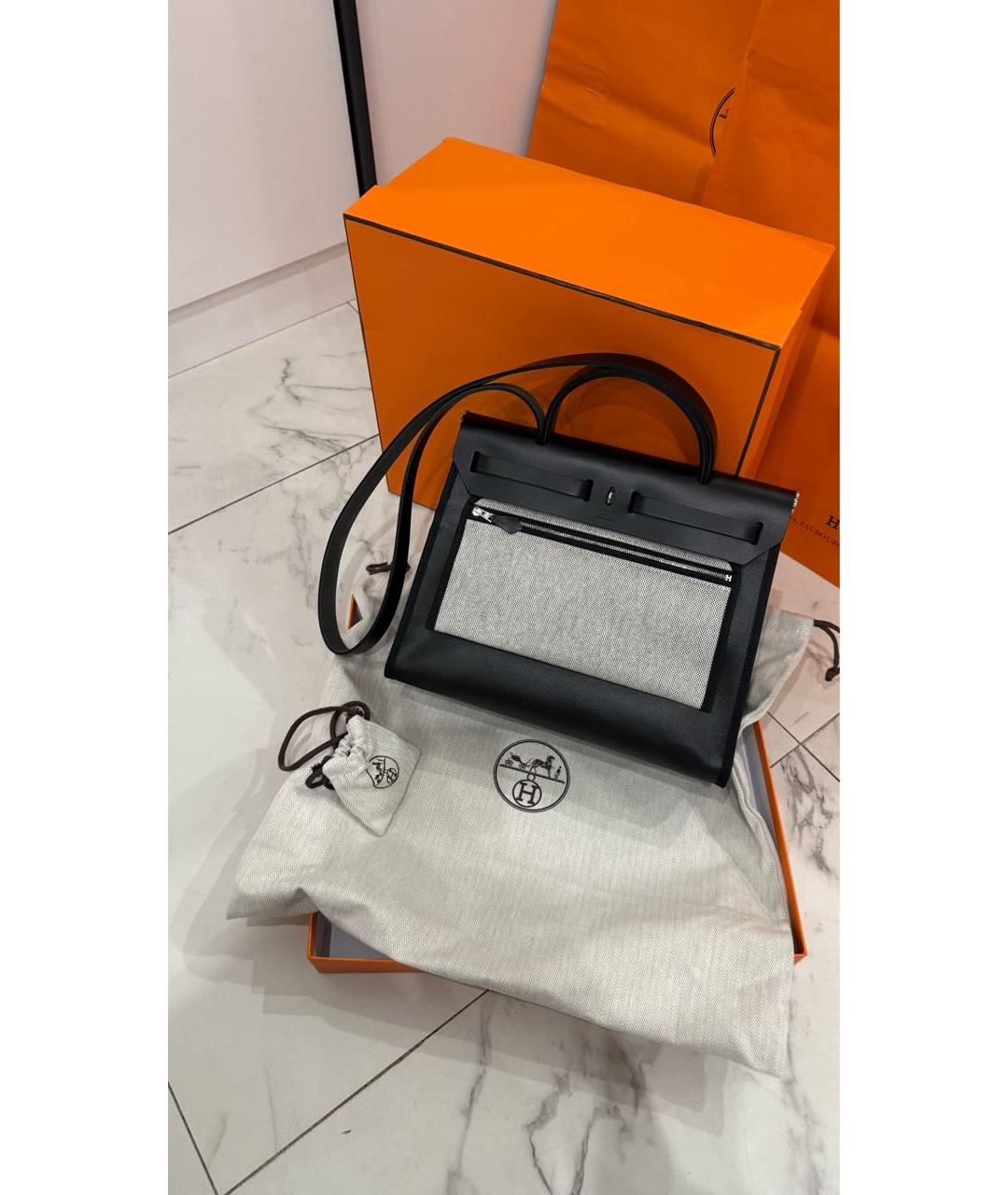 HERMES Черная кожаная сумка через плечо, фото 3