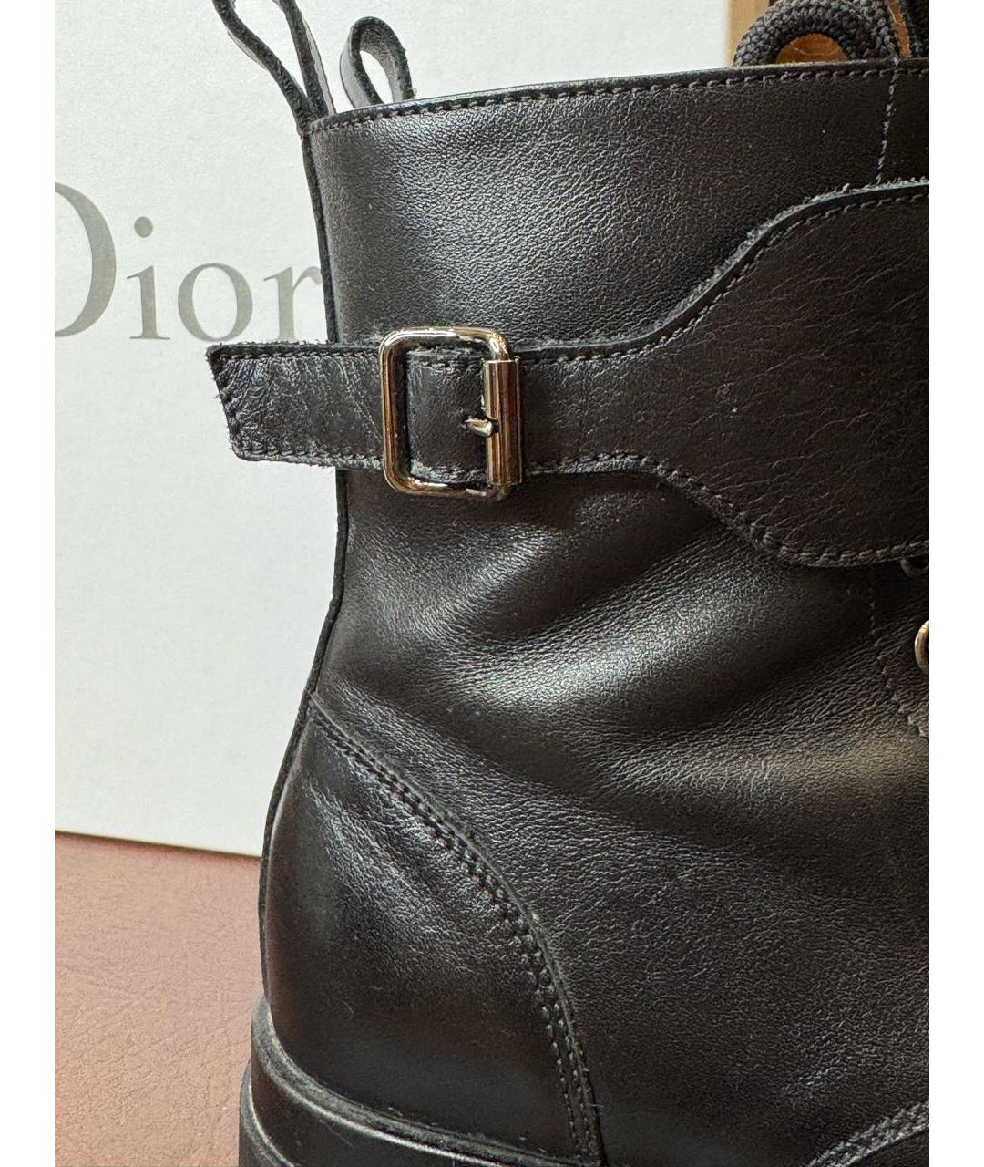 CHRISTIAN DIOR Черные кожаные ботинки, фото 3