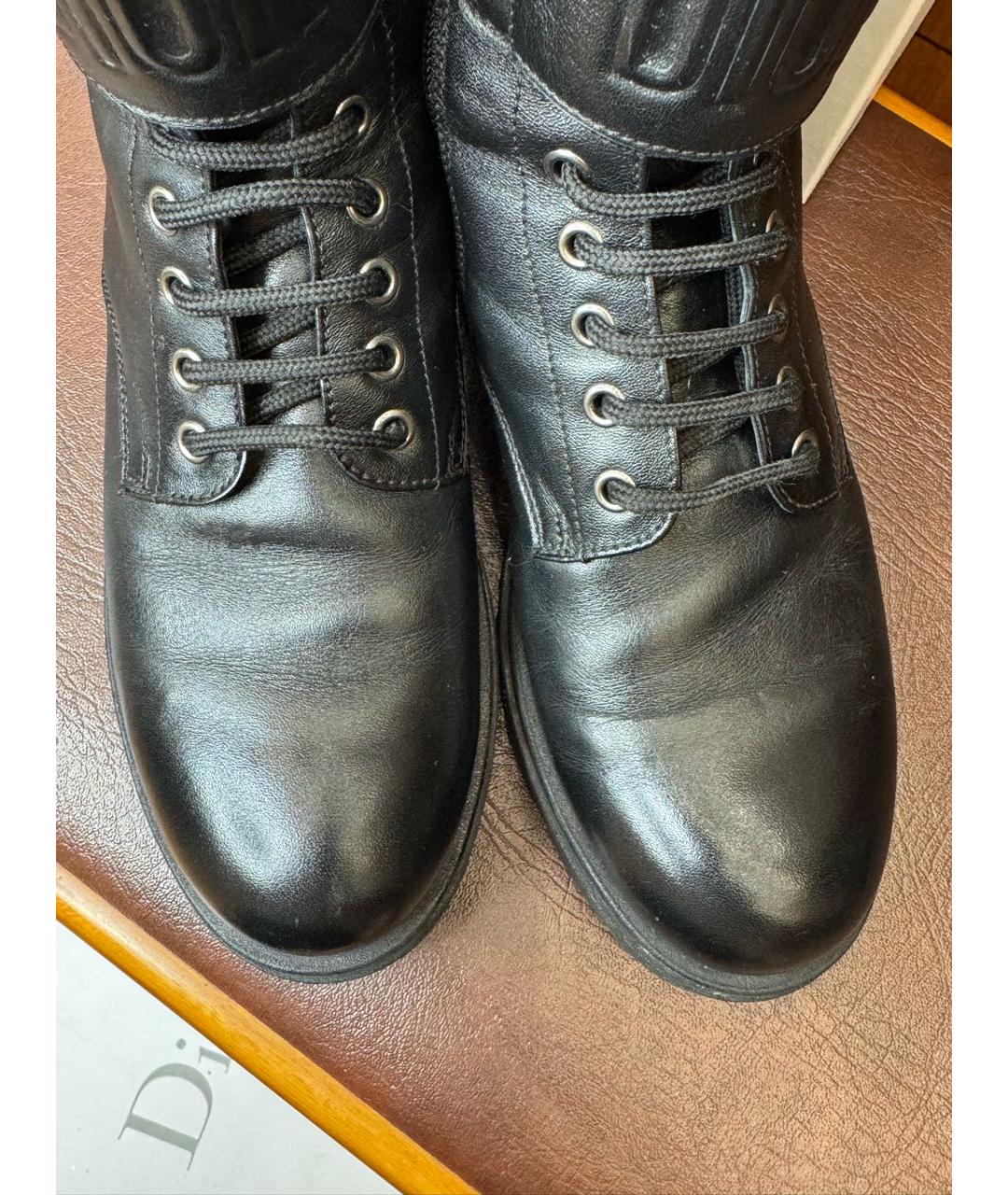 CHRISTIAN DIOR Черные кожаные ботинки, фото 4