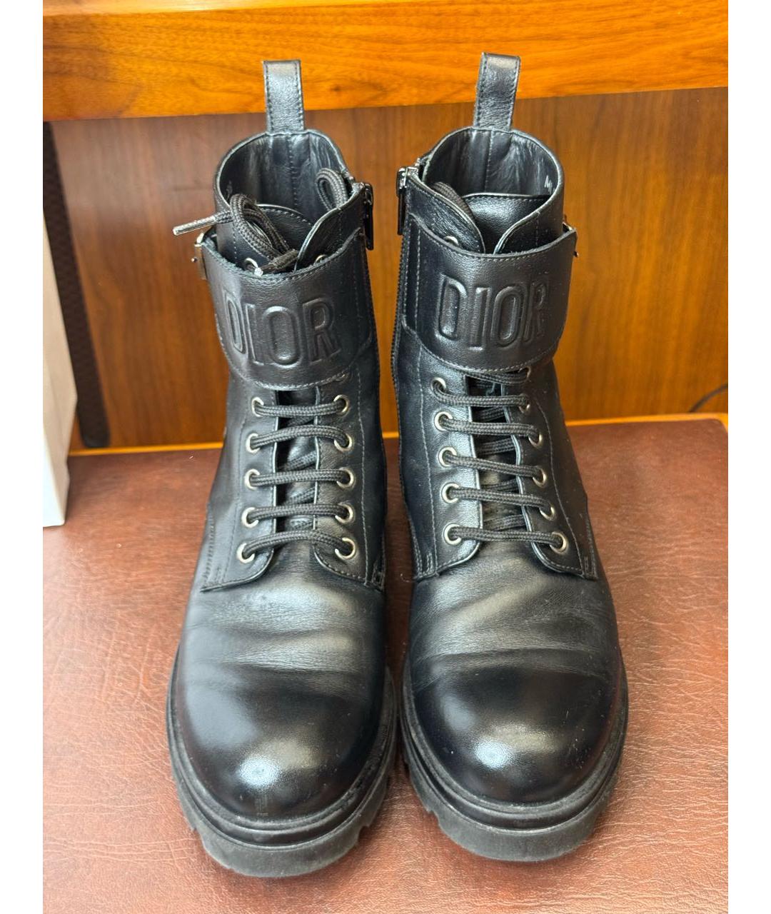 CHRISTIAN DIOR Черные кожаные ботинки, фото 2