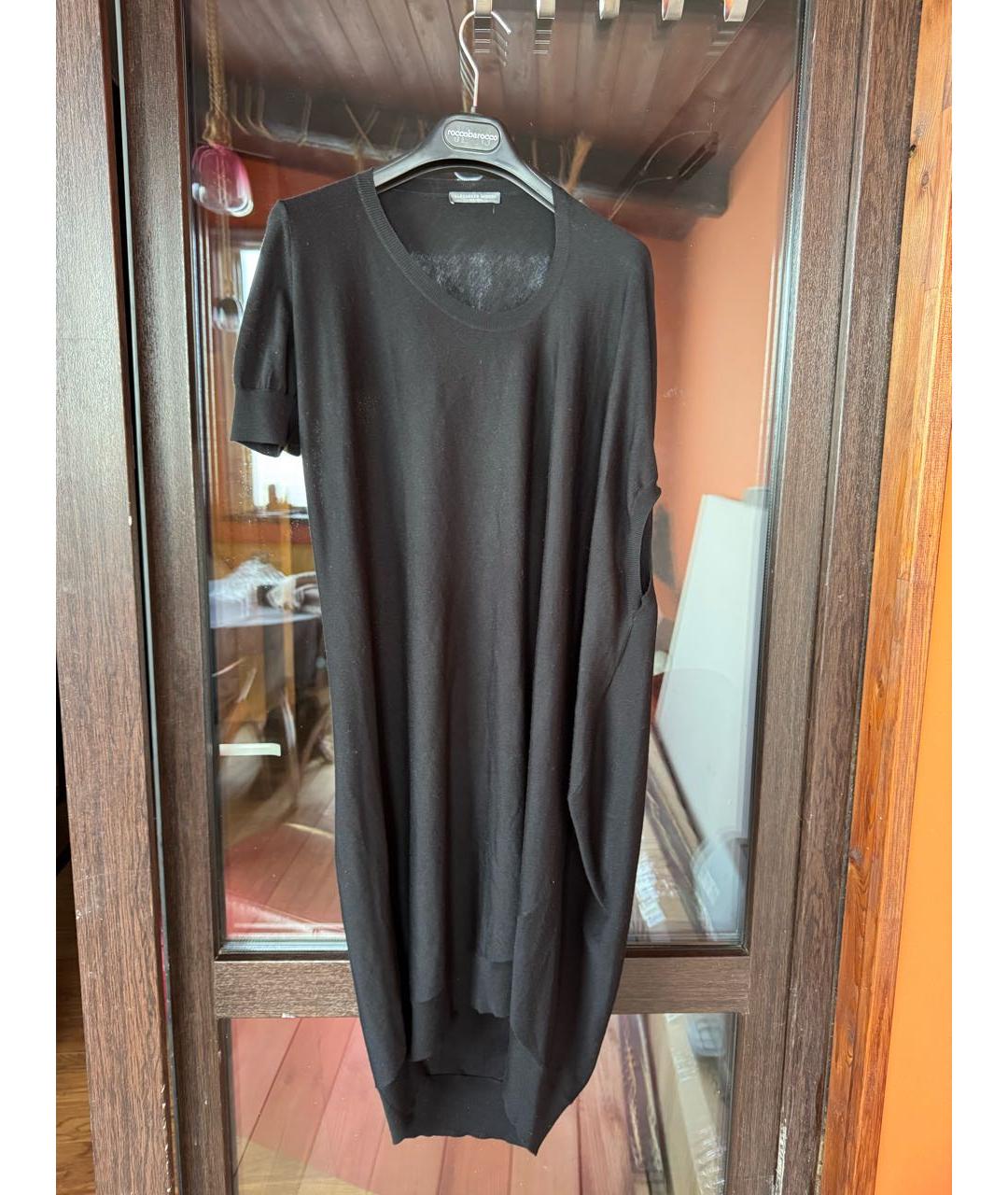 ALEXANDER MCQUEEN Черное шерстяное повседневное платье, фото 4