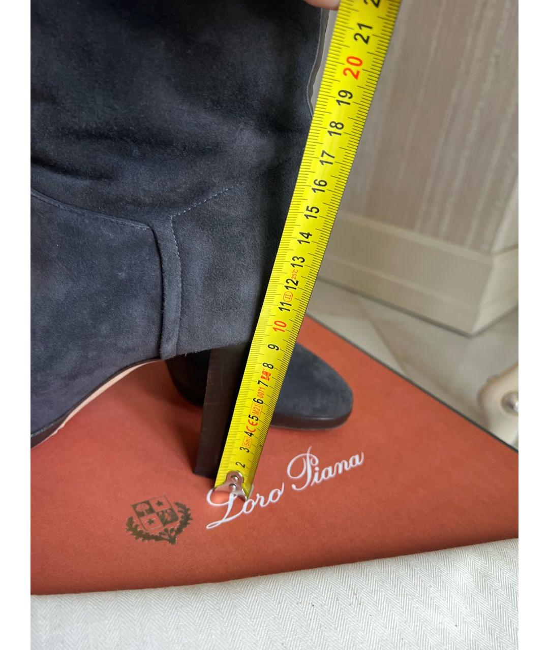 LORO PIANA Антрацитовые замшевые сапоги, фото 4