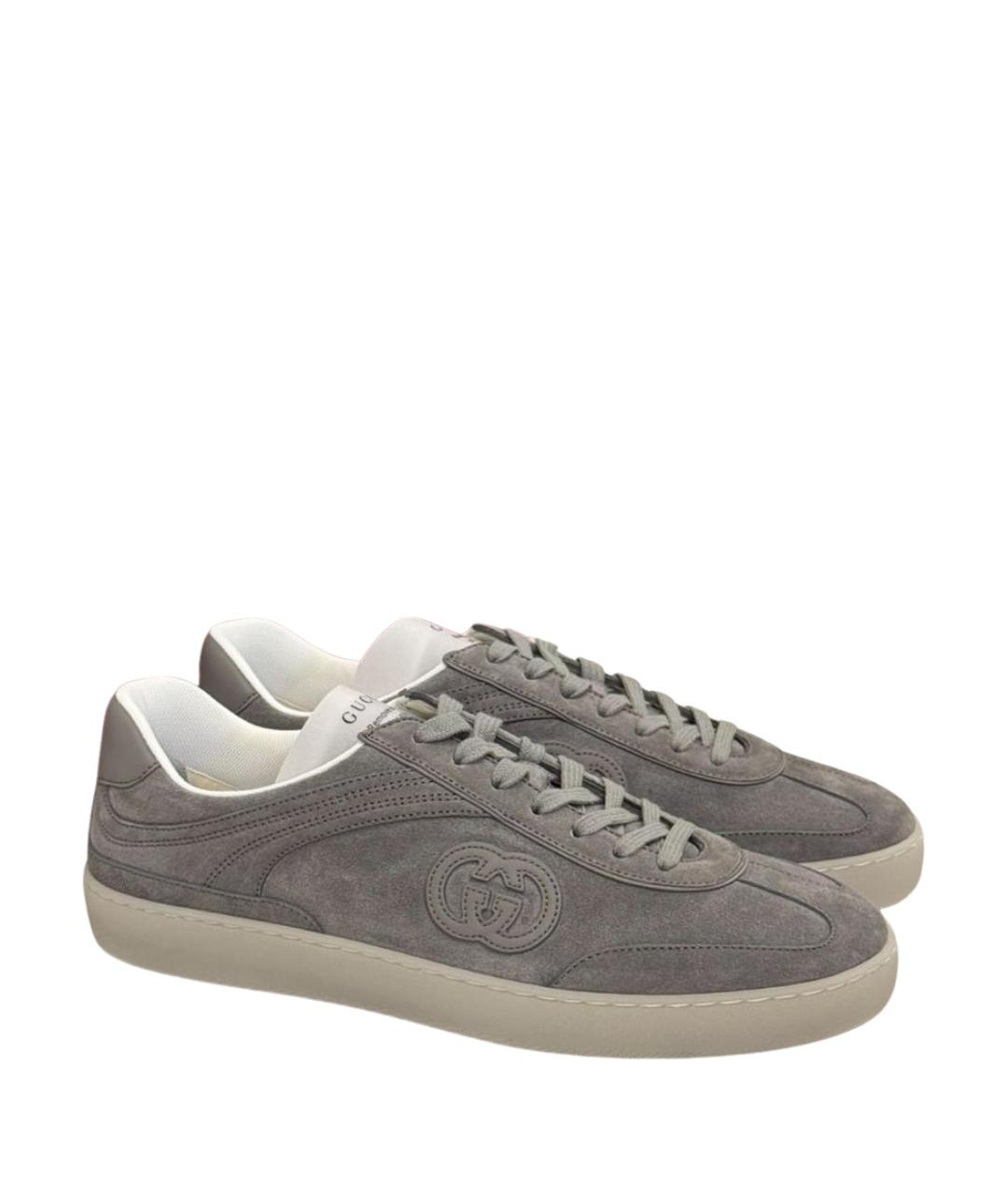GUCCI Серые замшевые низкие кроссовки / кеды, фото 1