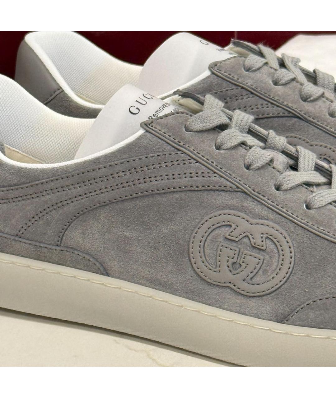 GUCCI Серые замшевые низкие кроссовки / кеды, фото 5