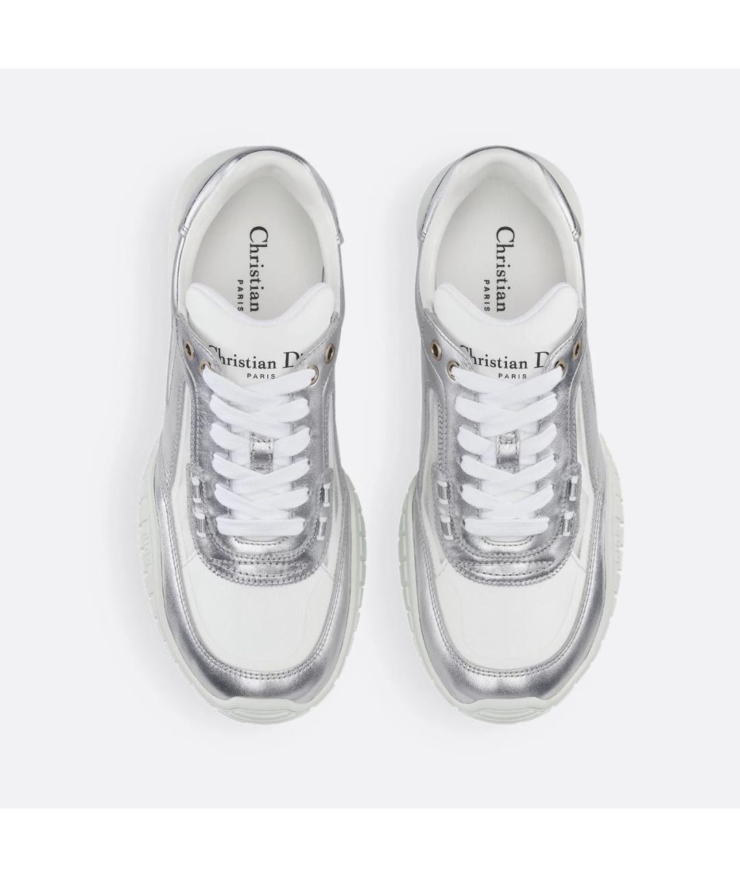 CHRISTIAN DIOR Серебряные кожаные кроссовки, фото 3