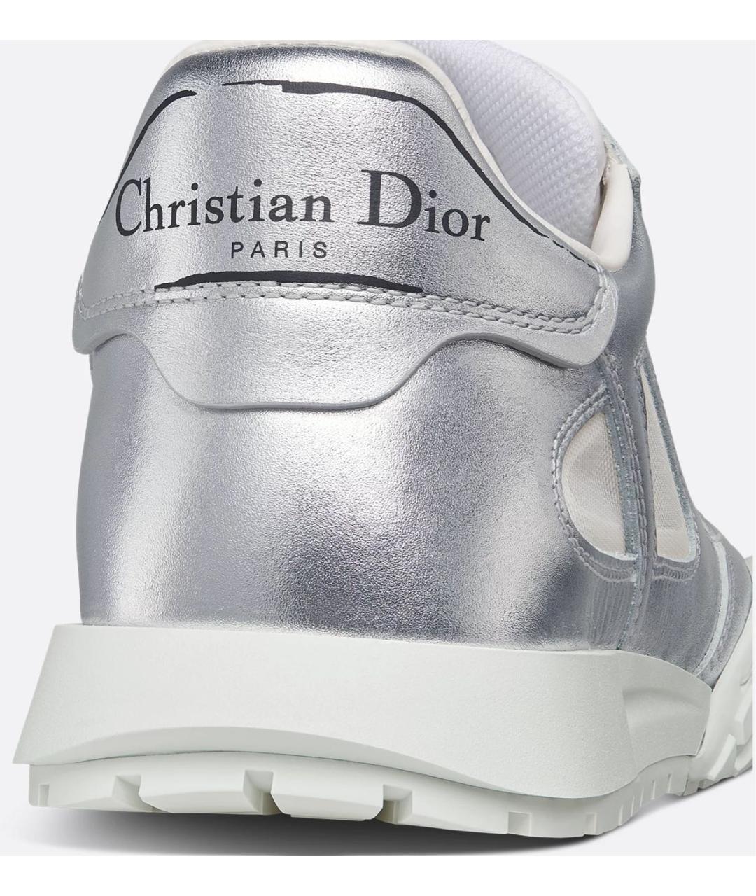 CHRISTIAN DIOR Серебряные кожаные кроссовки, фото 4