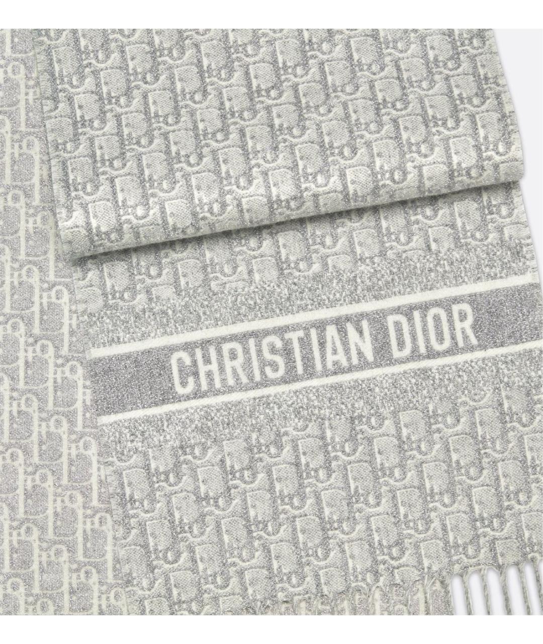 CHRISTIAN DIOR Серебрянный кашемировый шарф, фото 3