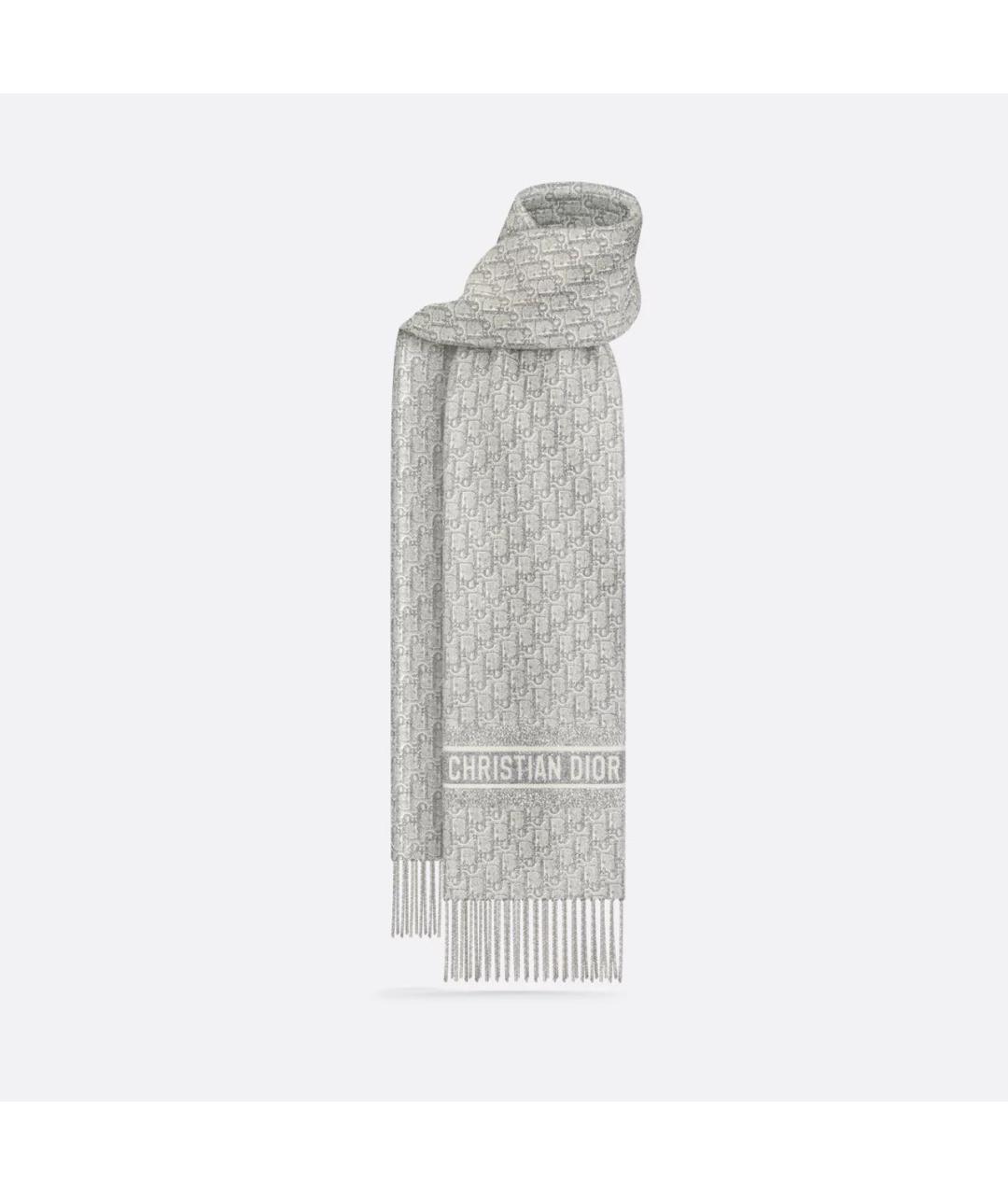 CHRISTIAN DIOR Серебрянный кашемировый шарф, фото 5