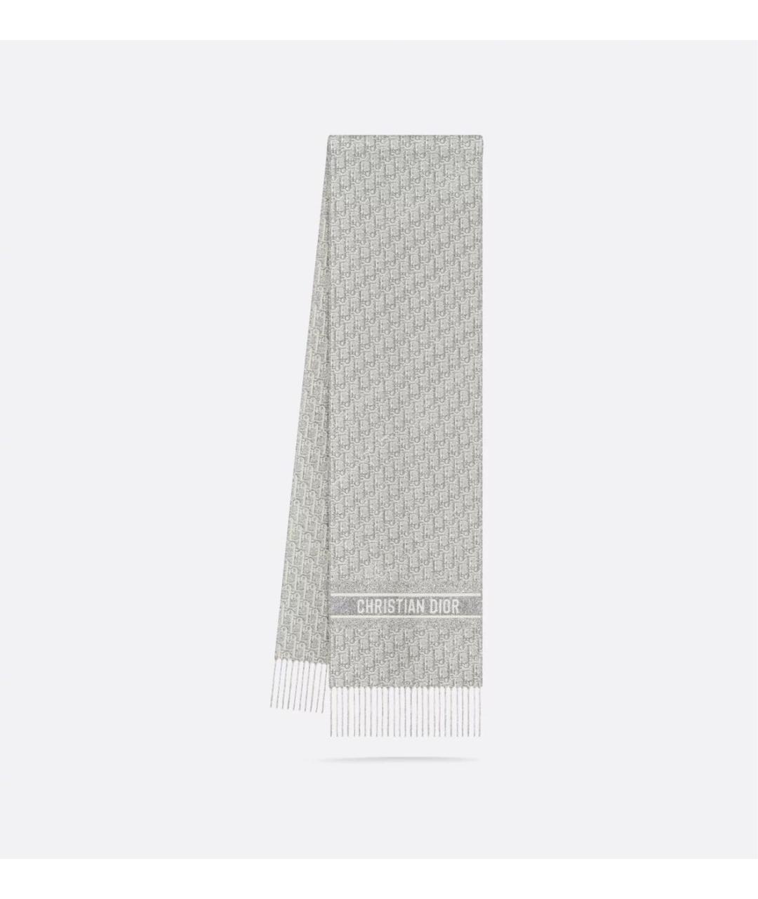 CHRISTIAN DIOR Серебрянный кашемировый шарф, фото 2
