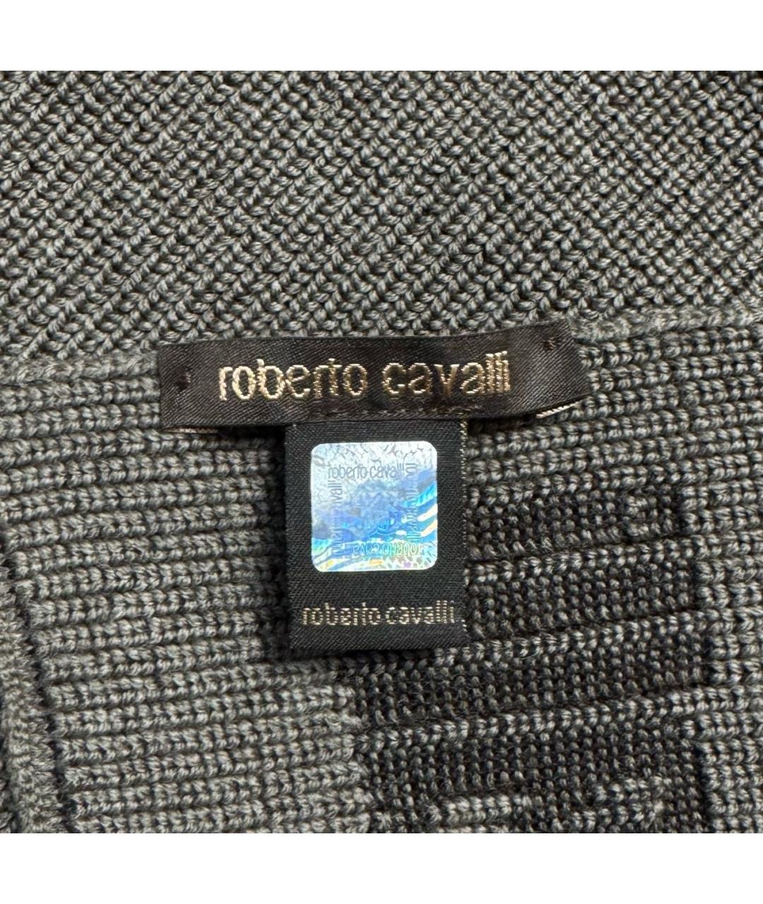 ROBERTO CAVALLI Коричневый шерстяной шарф, фото 5