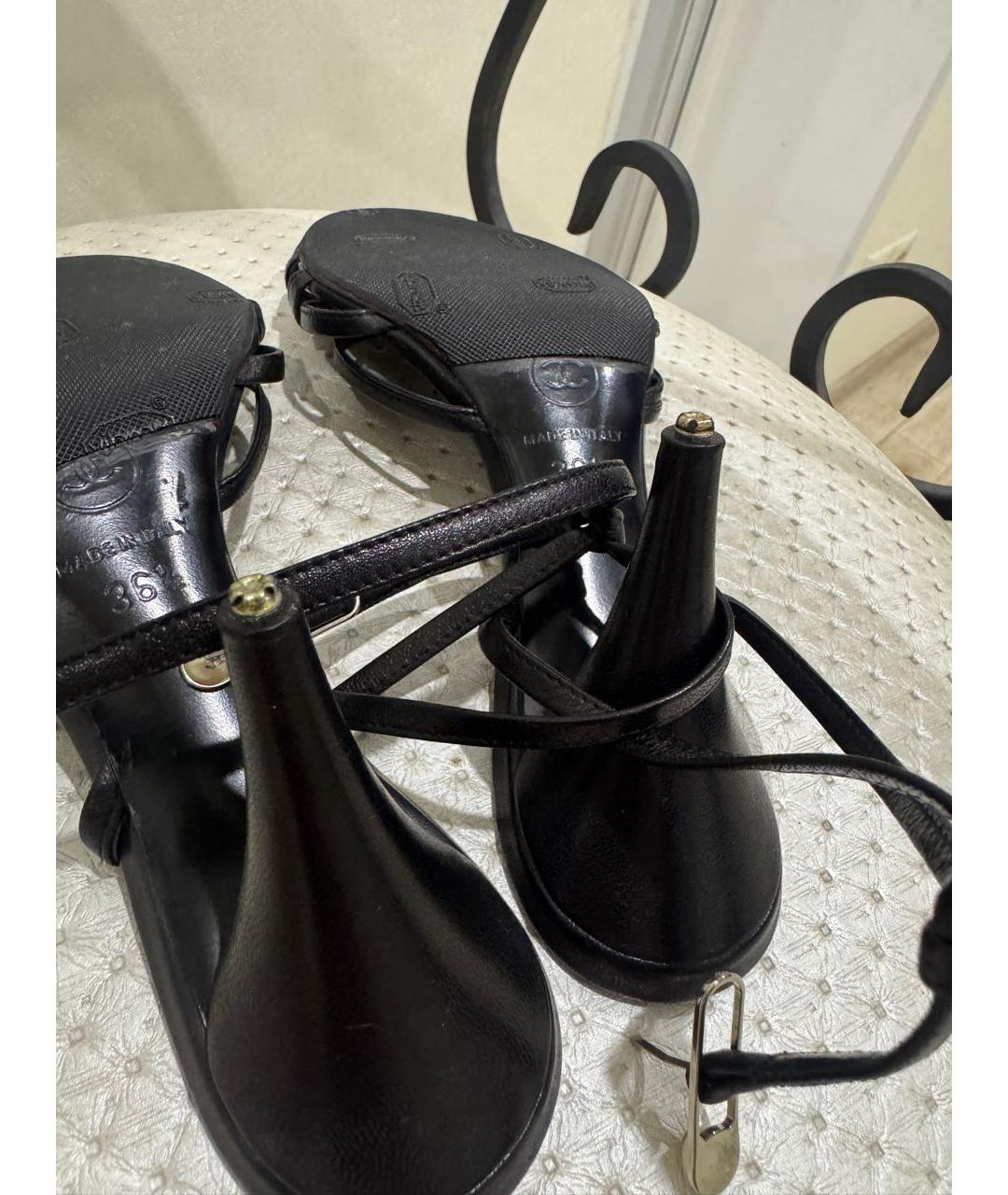 CHANEL Черные кожаные босоножки, фото 8