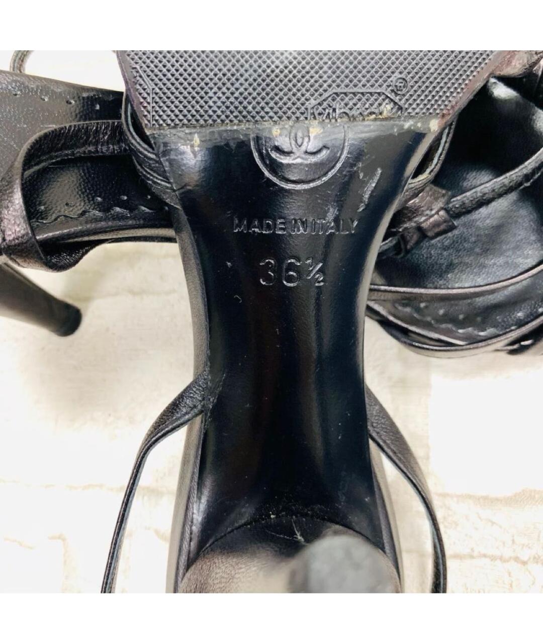 CHANEL Черные кожаные босоножки, фото 4