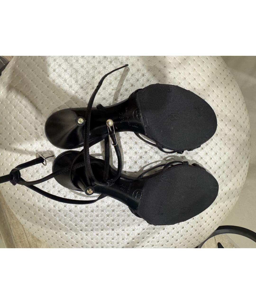 CHANEL Черные кожаные босоножки, фото 7