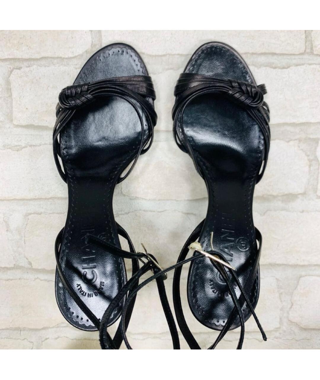 CHANEL Черные кожаные босоножки, фото 3