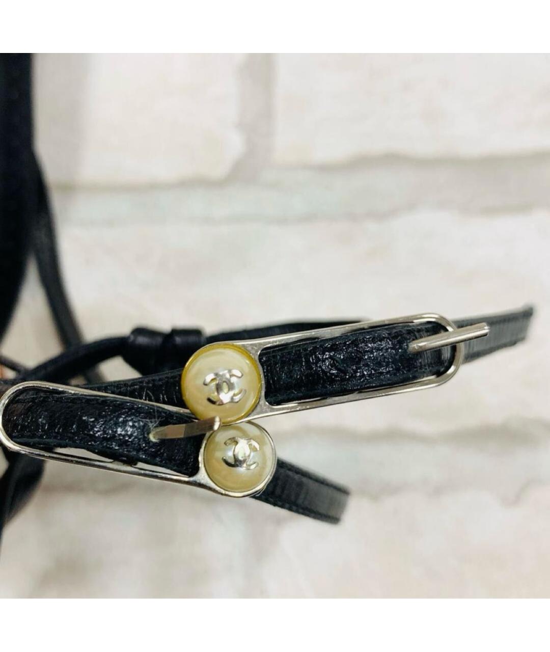 CHANEL Черные кожаные босоножки, фото 6