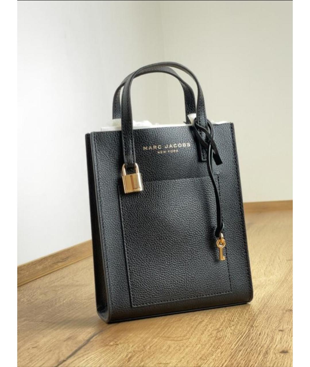 MARC JACOBS Черная кожаная сумка с короткими ручками, фото 4