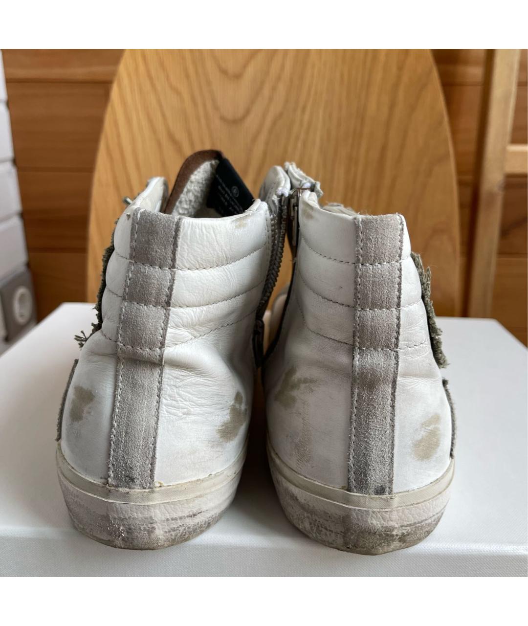 GOLDEN GOOSE DELUXE BRAND Белые кожаные высокие кроссовки / кеды, фото 4