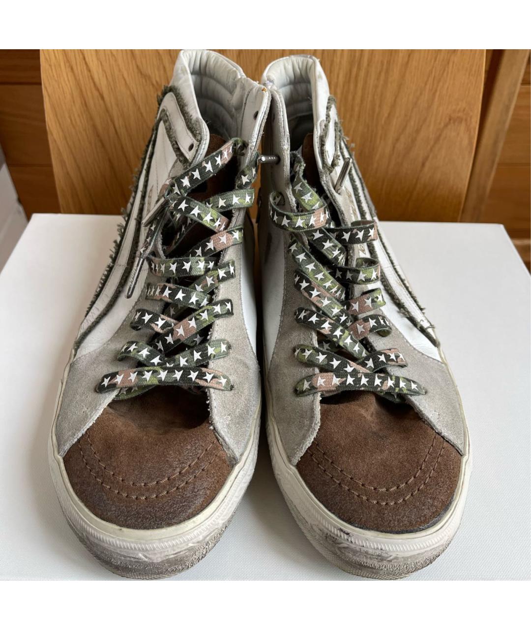 GOLDEN GOOSE DELUXE BRAND Белые кожаные высокие кроссовки / кеды, фото 2