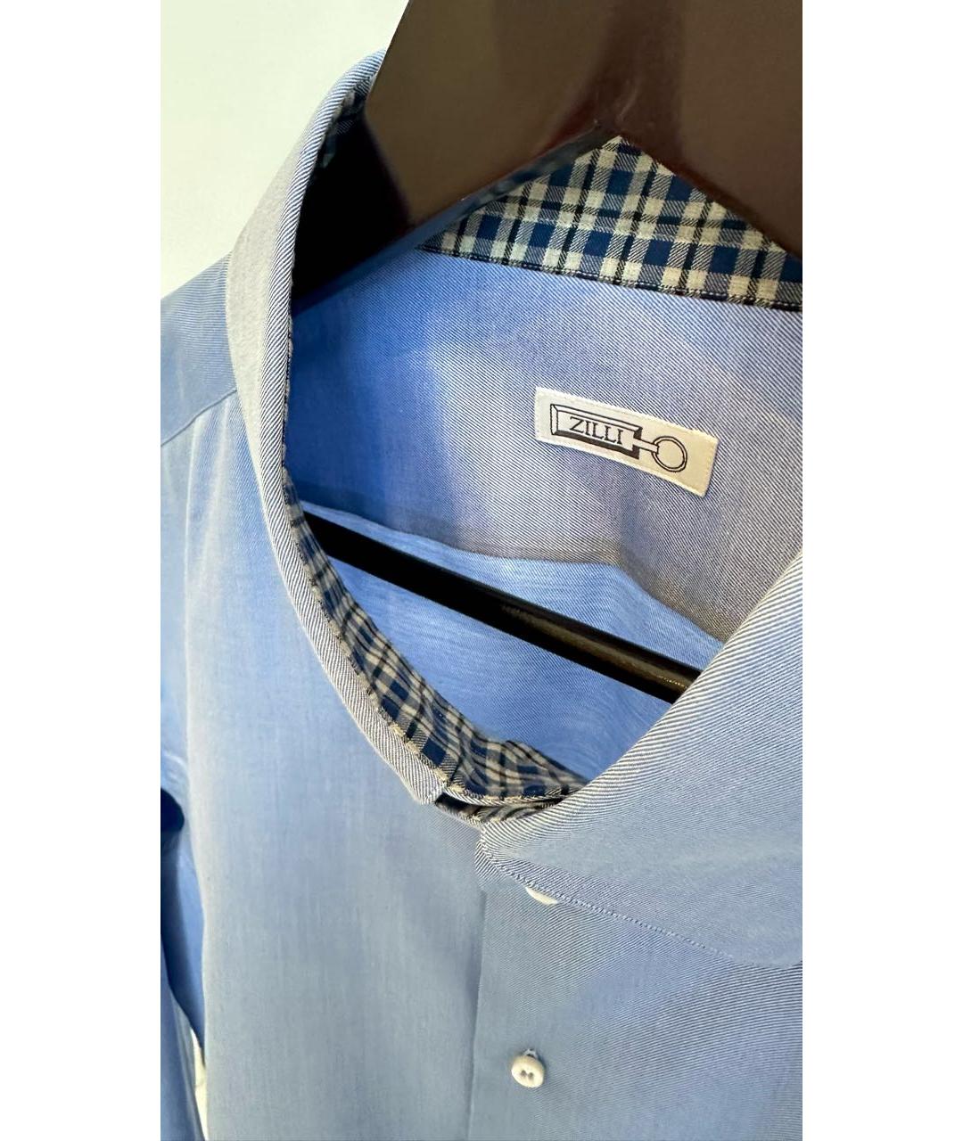 ZILLI Синяя хлопковая классическая рубашка, фото 4